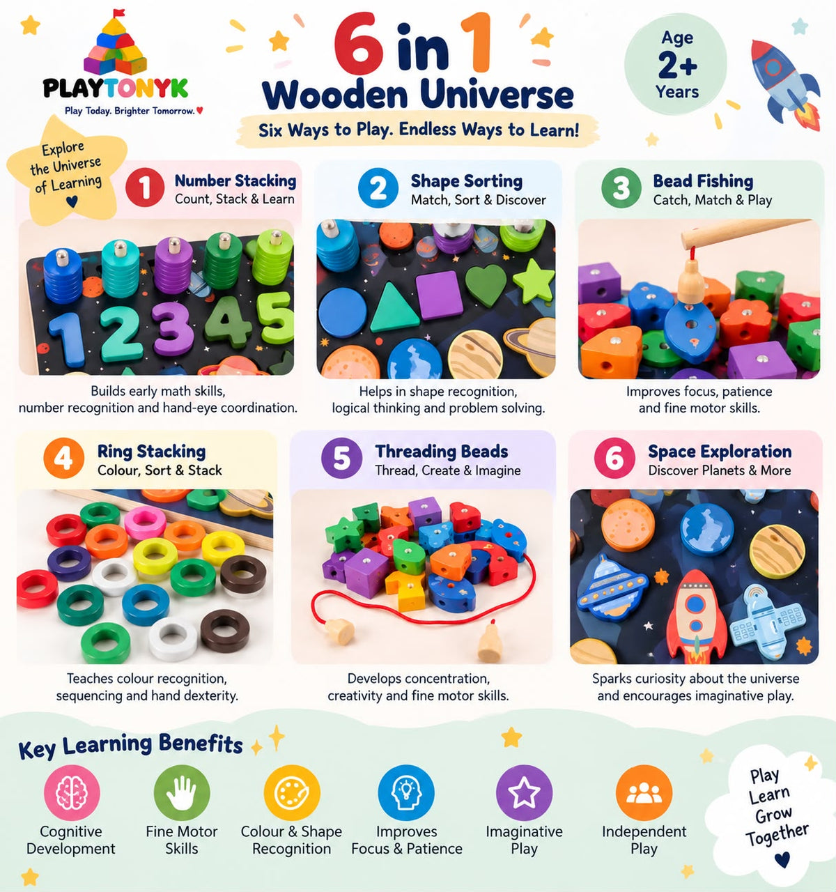 6 in 1 Wooden Universe